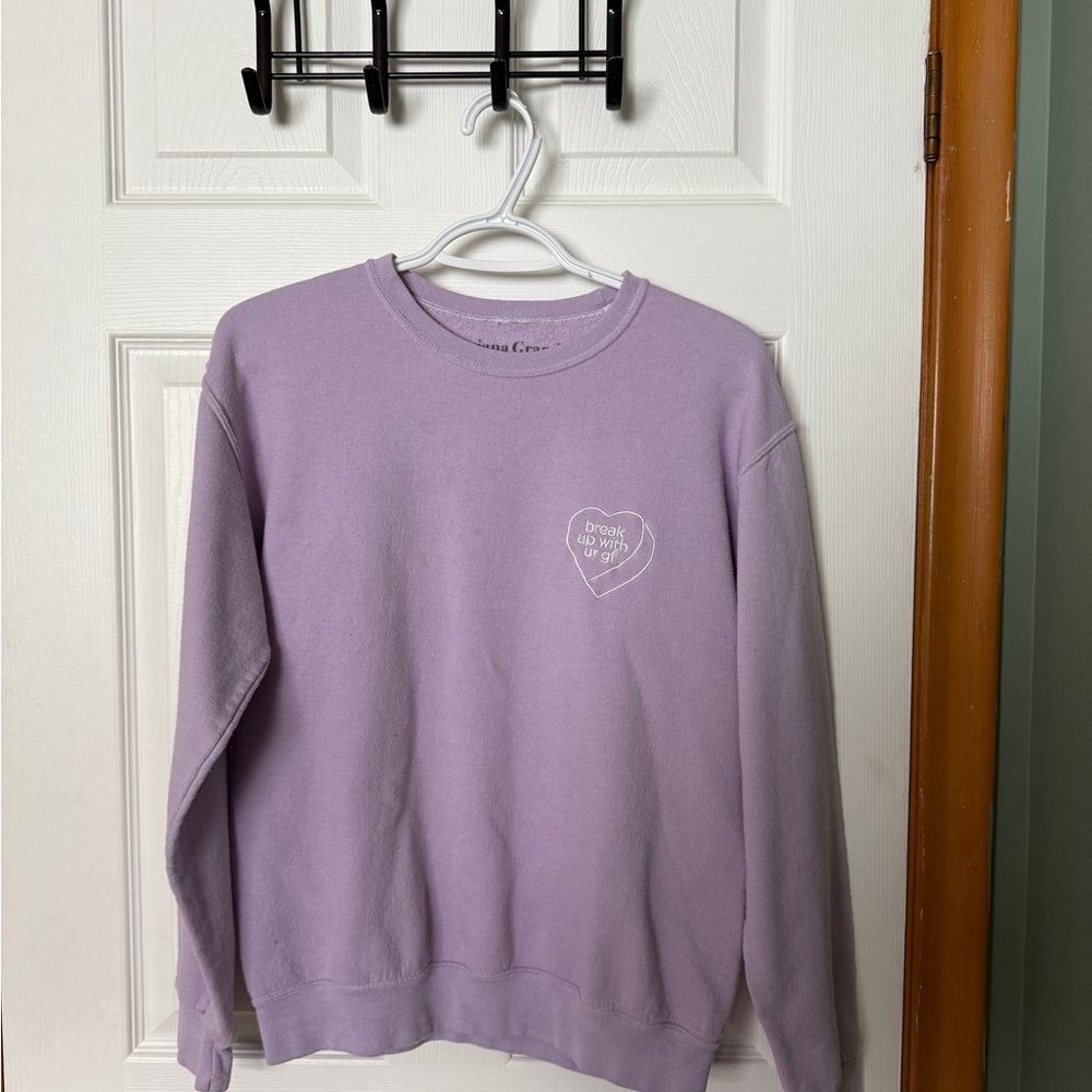 Ariana Grande Purple Crewneck Sweater with Ribbed Cuffs